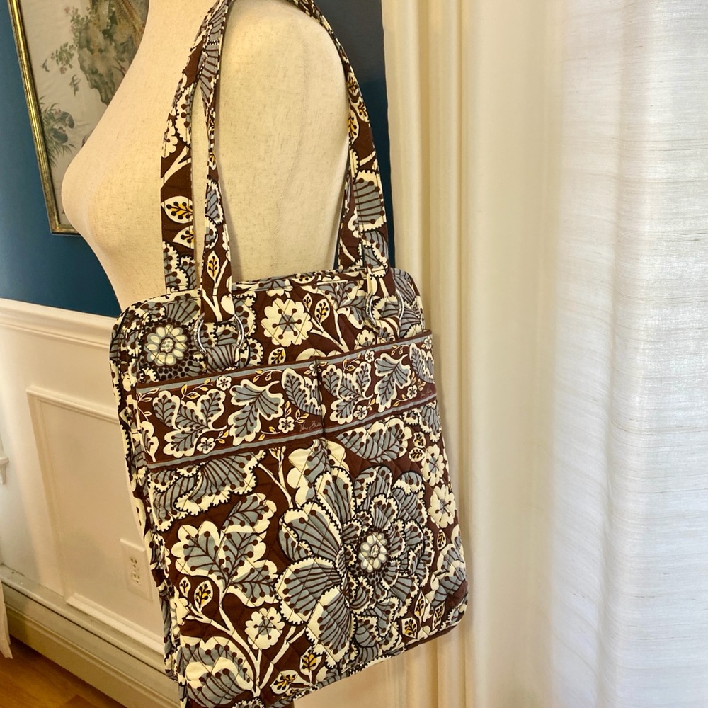 Vera Bradley Slate Blooms Perfect Pocket Quilted Tote Bag; Retired.